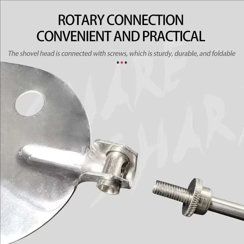 Pala de cebo para camarones de acero inoxidable, mango de madera, borde dentado, 2 agujeros, pala para camarones ajustable mixta, equipo de pesca con cebo - imagen 5