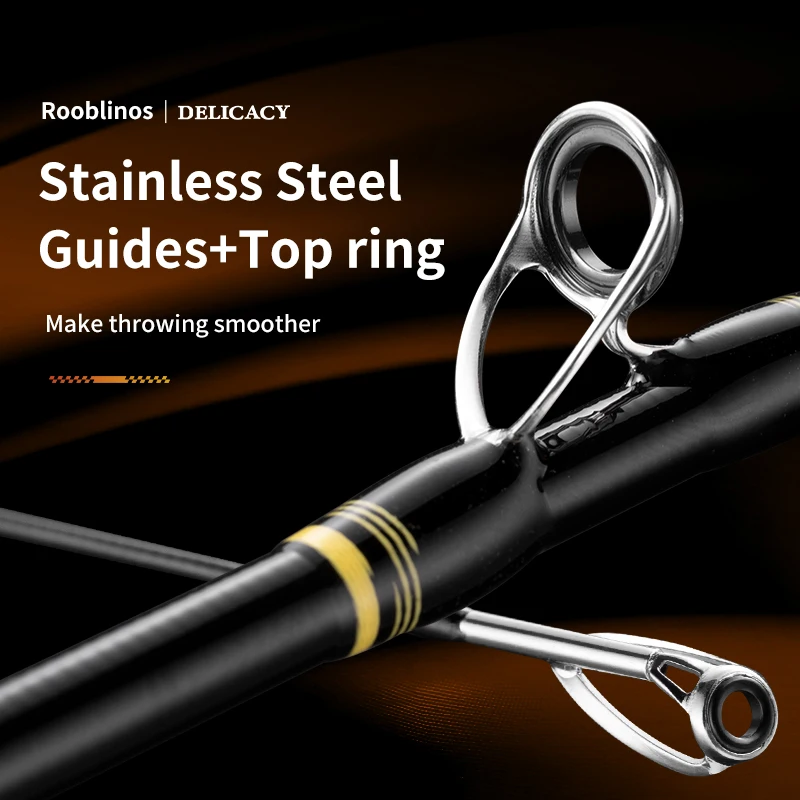 Rooblinos DELICACY L.W 0,6-8g UL caña de pescar caña giratoria ultraligera fibra de carbono hueca + sólida 2 puntas caña de lanzamiento de cebo - imagen 5