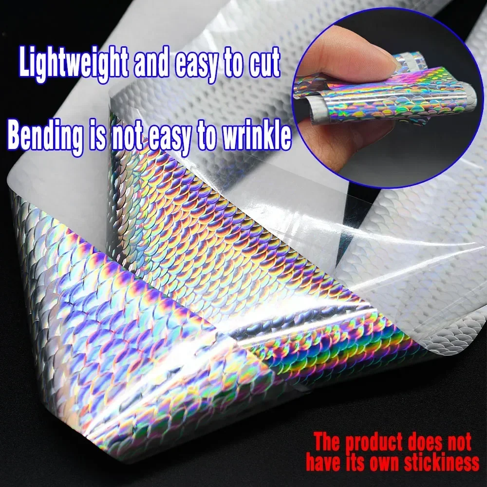4X50CM Holographische Fisch Skala Transfer Folie Nail art DIY Laser Silber Aufkleber Heißer Stanzen Folie für Angeln locken - imagen 4