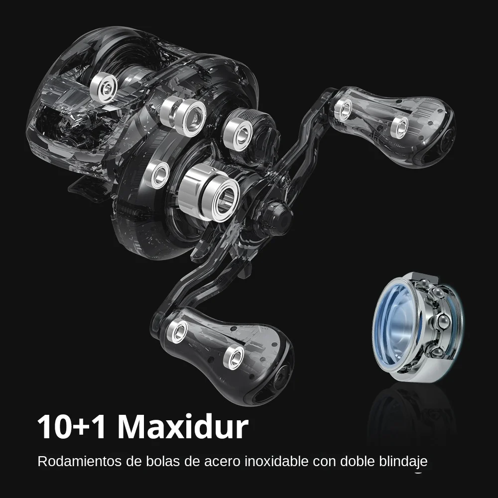 Carrete de pesca KastKing Sharky III de fundición larga, relación de engranaje 7,2: 1, cuerpo de carbono, 10 + 1 rodamientos de bolas, arrastre de 8 KG, bobina de pesca de 184g - imagen 3