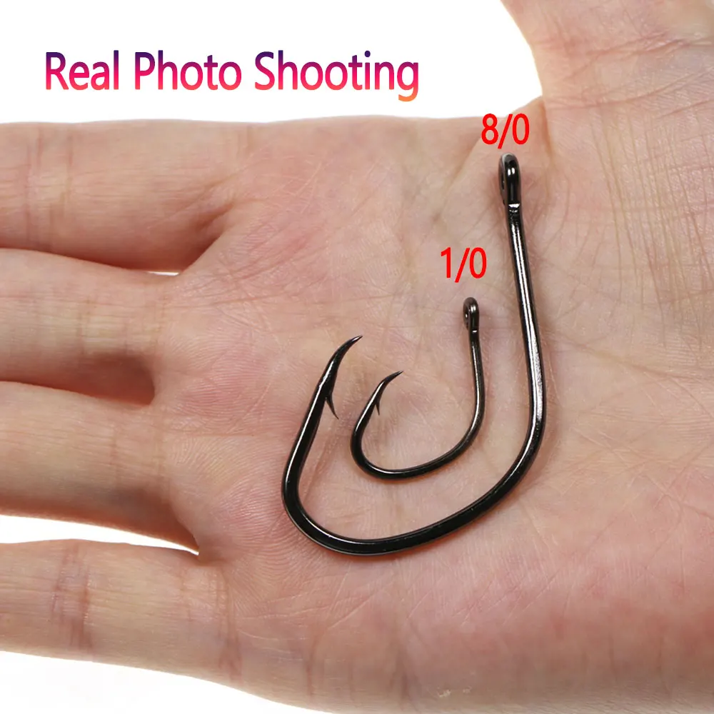 Bimoo-anzuelo de pesca circular, gancho de cebo vivo, pesca en agua salada, pesca en agua dulce, pez de juego grande, 30 unidades, #1/0 ~ #8/0 - imagen 2