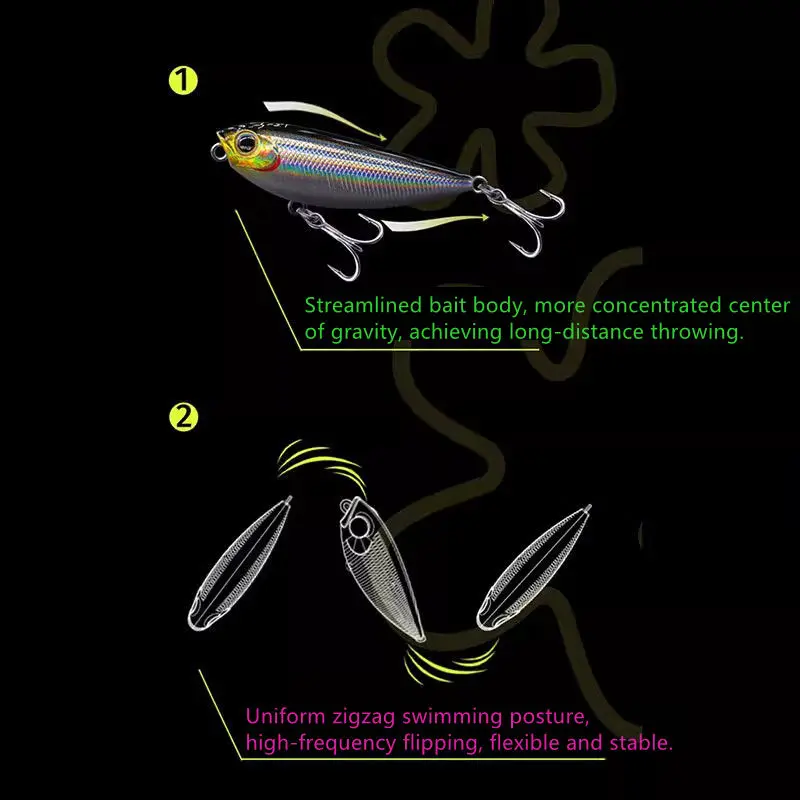 EWE-señuelo de pesca Artificial duro, cebo de micropartículas flotante, lápiz, Zhizigou 33/40/50/60/68F, 1,5/2,5/4,5/7/10g, nuevo - imagen 4