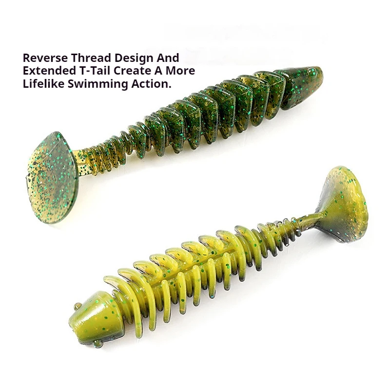 Vinilos TPR cola en T 4cm – Elásticos con giro inverso para pesca - imagen 2