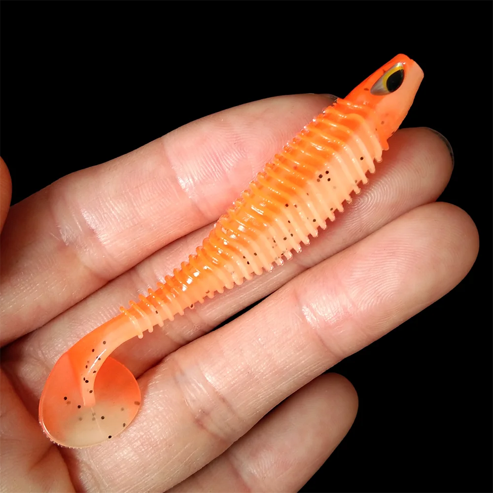 Swolfy 6,5 cm/2,3g 7,5 cm/4,6g 10,5 cm/9,3g sábalo señuelos blandos artificiales 3D ojo señuelo de pesca leurre cebo de silicona cola en T Wobbler - imagen 3