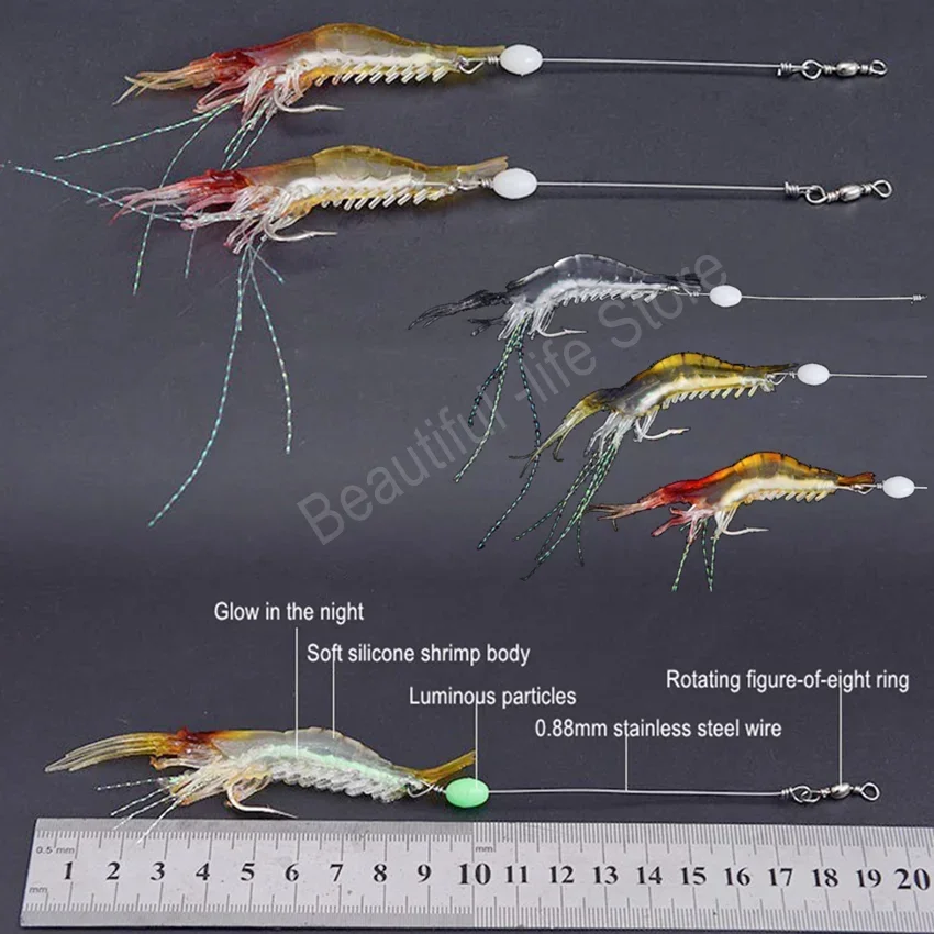 Cebo Artificial de silicona suave para Camarón, señuelo luminoso de 9cm/6g con anzuelos giratorios, aparejos de pesca, entrega rápida, gran oferta, 2 piezas, nuevo - imagen 4