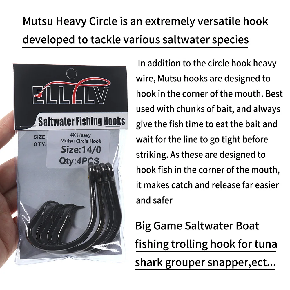 Elllv 4X Heavy Mutsu Circle Offset Anzuelos Currican Agua Salada - imagen 4