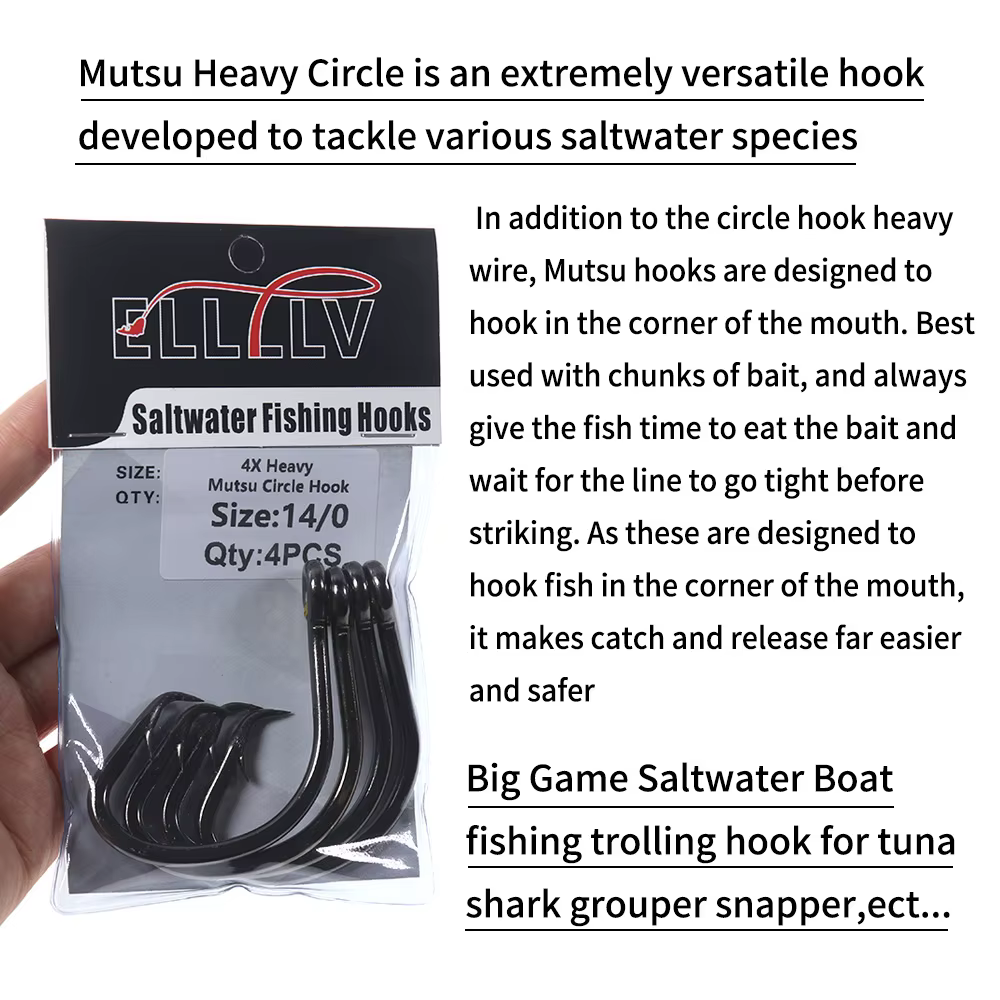Elllv 4X Heavy Mutsu Circle Offset Anzuelos Currican Agua Salada - imagen 4