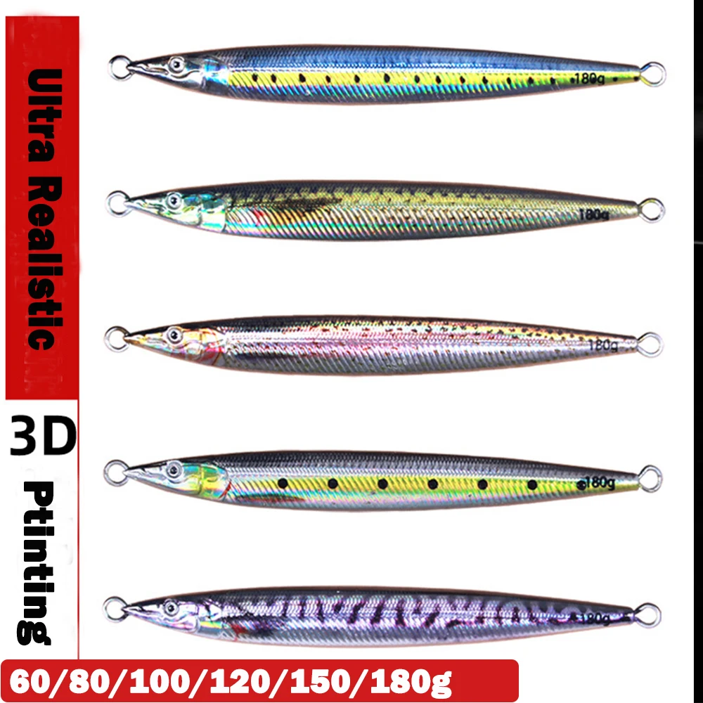 Plantilla de Metal con impresión 3D, Jigging Shore, 60-180g, aguas profundas, agua salada, hundimiento, atún, barco, cebos de pesca, plantilla, señuelo, aparejos - imagen 4