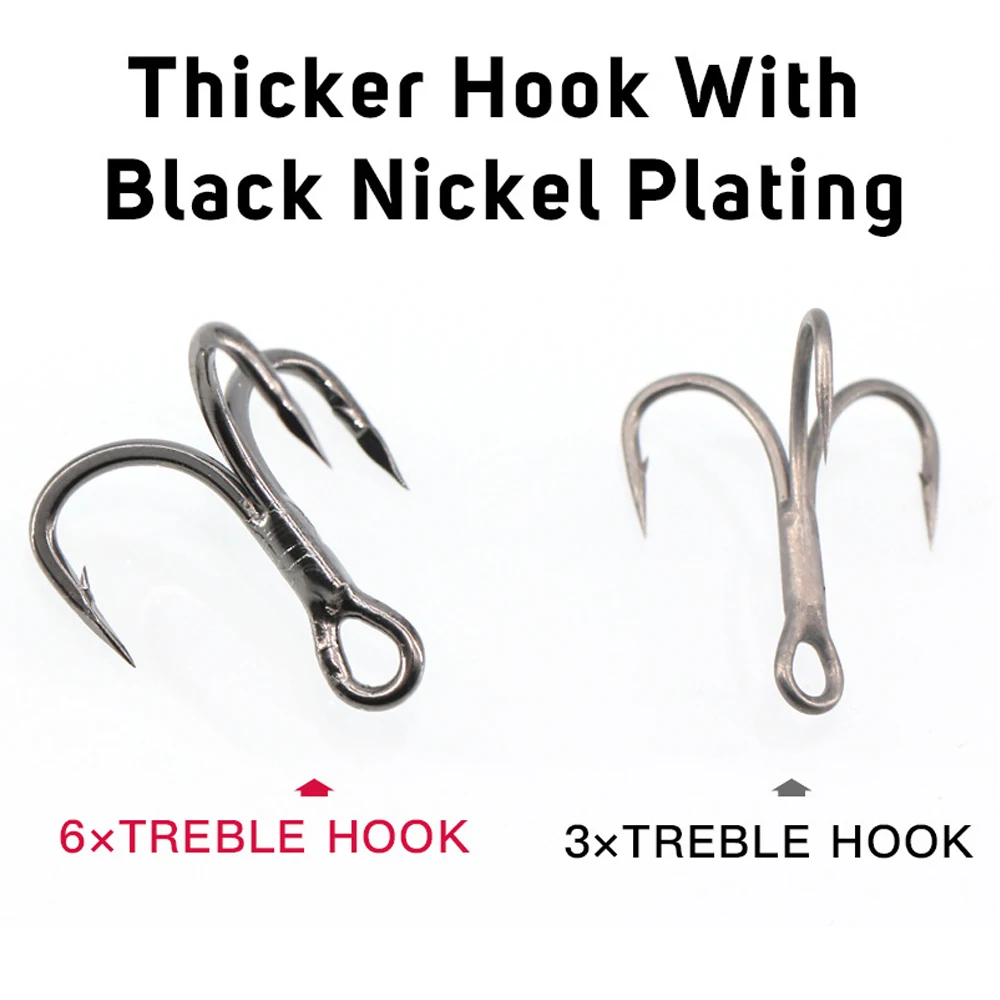 ORJD-anzuelos de pesca de acero de alto carbono, anzuelos triples de níquel negro, 5 piezas, 6x, 2 #4 #6 #8 # - imagen 3