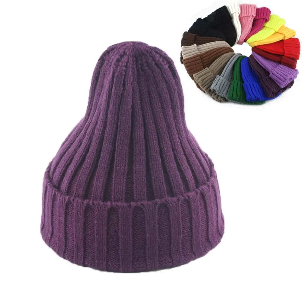 Gorro cálido a la moda, gorro tejido de Color sólido, gorro suave para mujeres y hombres - imagen 4