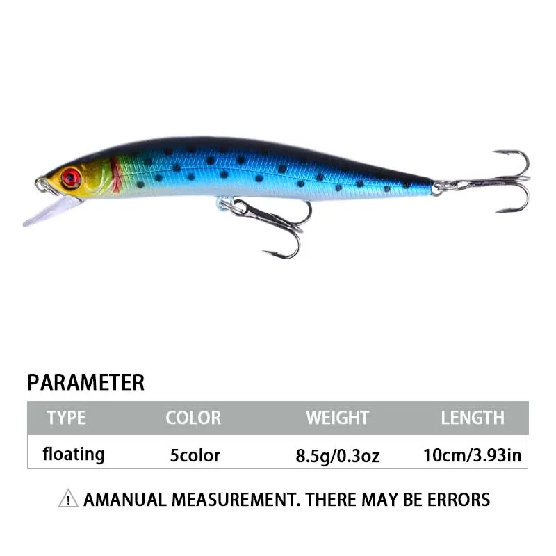 Señuelo de pesca flotante Minnow, 5 uds., Wobblers, Crankbait, cebos duros de plástico Artificial, trucha, Swimbait, Lucio - imagen 2