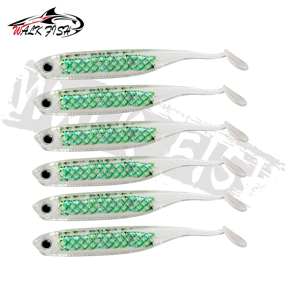 WALK FISH-señuelo suave para pesca, cebo para Sábalo, Swimbaits Jig Head, 2,2g/80mm, 6 unidades por lote - imagen 3