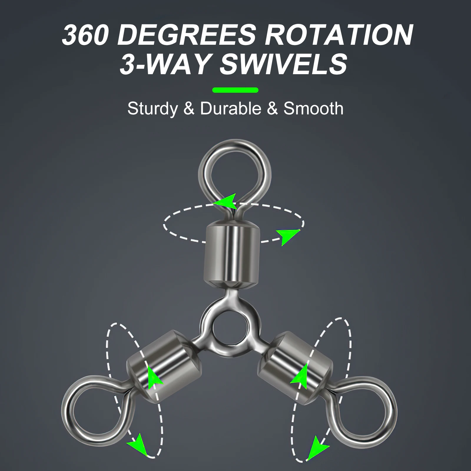 Goture-50 piezas/lote de eslabones de pesca luminosos en forma de calabaza, giratorios de pesca con rotación de 360 grados, accesorios de pesca de 3 vías - imagen 3