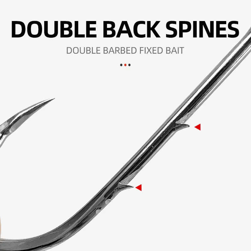 20 unids/bolsa anzuelo de marea 92247 anzuelo de pescado de pico torcido doble backspinal anzuelo recto acero alto en carbono equipo de pesca al por mayor a granel - imagen 3