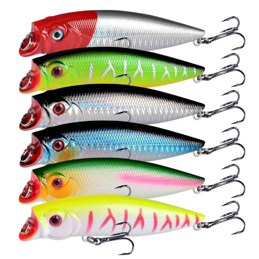 Señuelos de pesca Popper, cebos duros Wobbler de pesca de calidad, 6 uds. - imagen 4