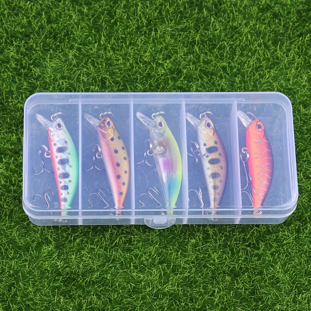 5 unidades de Mini señuelo pececillo que se hunde de 58mm, Wobbler de Pesca de fundición larga para Lucio, trucha, cebo duro Artificial de agua dulce, equipo de Pesca - imagen 2