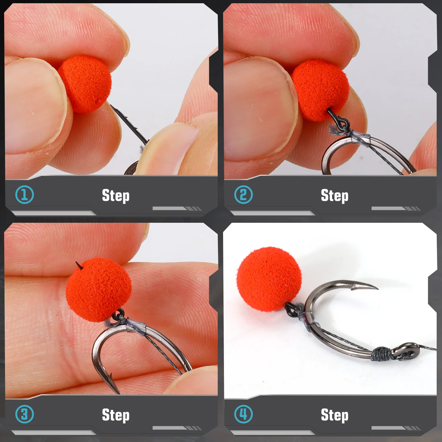 Herramientas de pesca Sougayilang, anzuelo de manivela, 6 uds., aparejos alimentadores de método con línea trenzada preatada de pellets para Boilies, tamaño de gancho para 6 a 12 - imagen 5