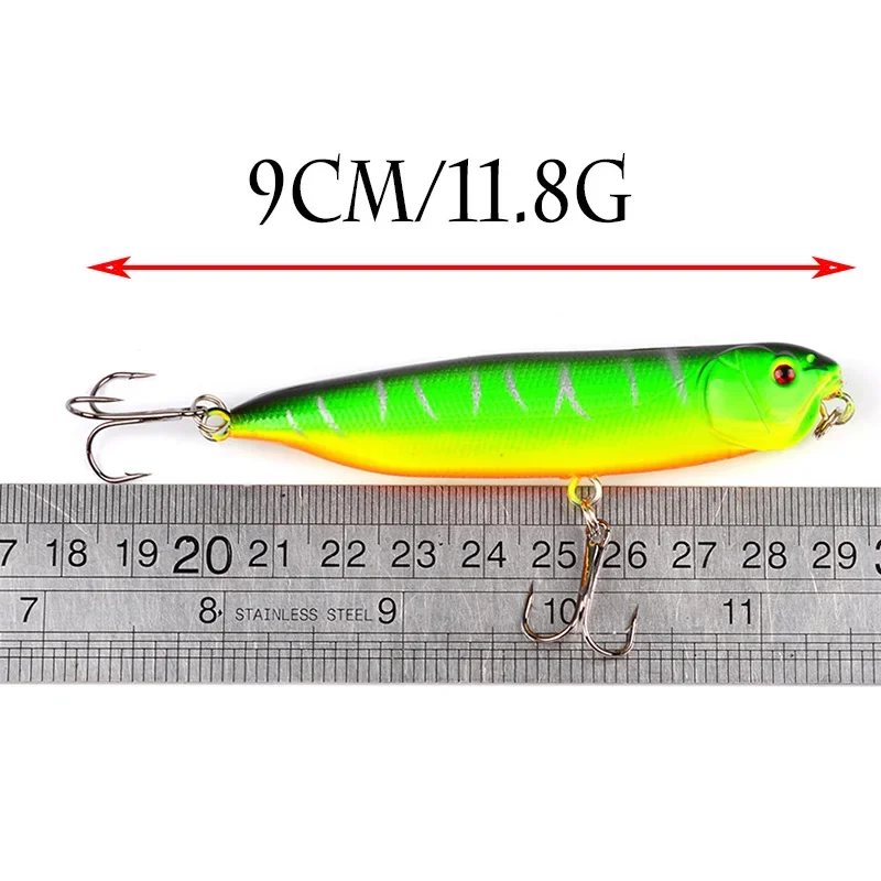 Señuelos Popper de pesca Topwater, 9cm, 11,5g, cebo duro Artificial, pececillos, Wobblers, Swimbait, Crankbait, aparejos de pesca, 1 ud. - imagen 2