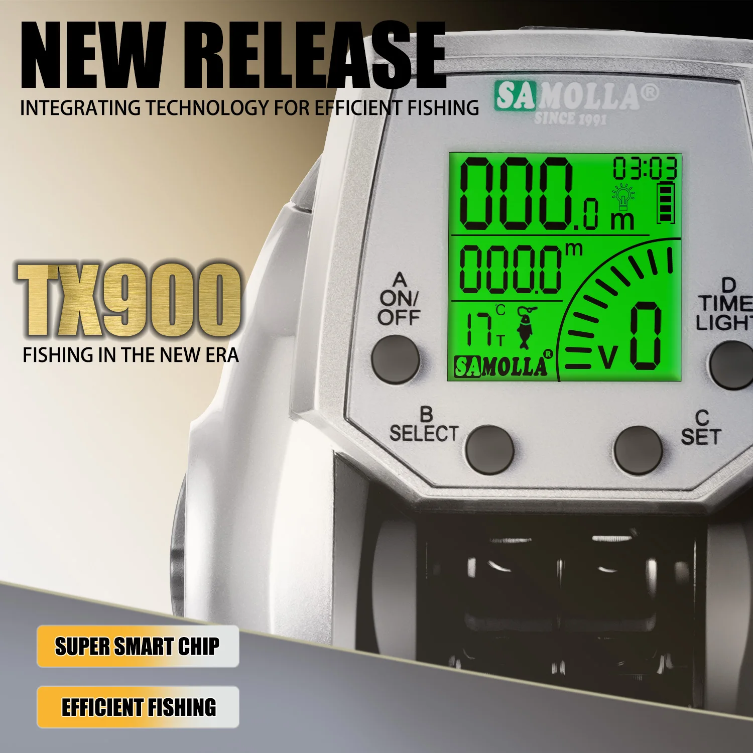 SAMOLLA-carrete de pesca electrónico para Baitcasting, pantalla Led, carga USB y Solar 7,2: 1, rueda de tambor fundida impermeable para agua salada - imagen 3