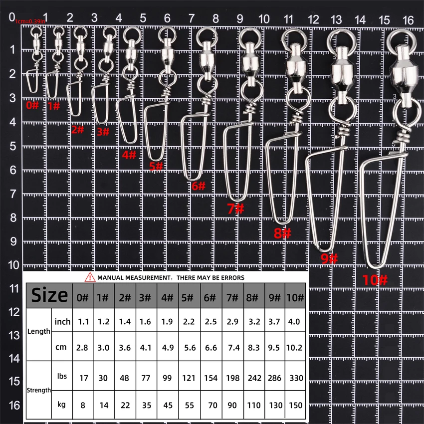 10 unids/caja conector giratorio de pesca Snap 0 # -6 #   Rodamiento de bolas giratorio para anzuelo, señuelo, accesorios de pesca de carpa - imagen 3