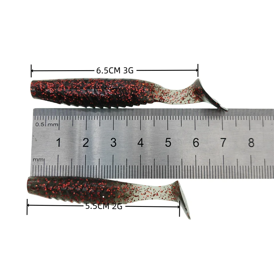 MUKUN 10 Uds Pesca señuelo de Pesca ondulación Shad 6,5 cm 3g 5,5 cm 2g Isca cebo suave de silicona Artificial - imagen 4