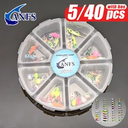 ANFS-Kit de plantillas de pesca en hielo, Señuelos de pesca en hielo para perca dorada, cabezales para aparejos de pesca en hielo, plantillas tipo panfish, 5 uds./40 Uds.
