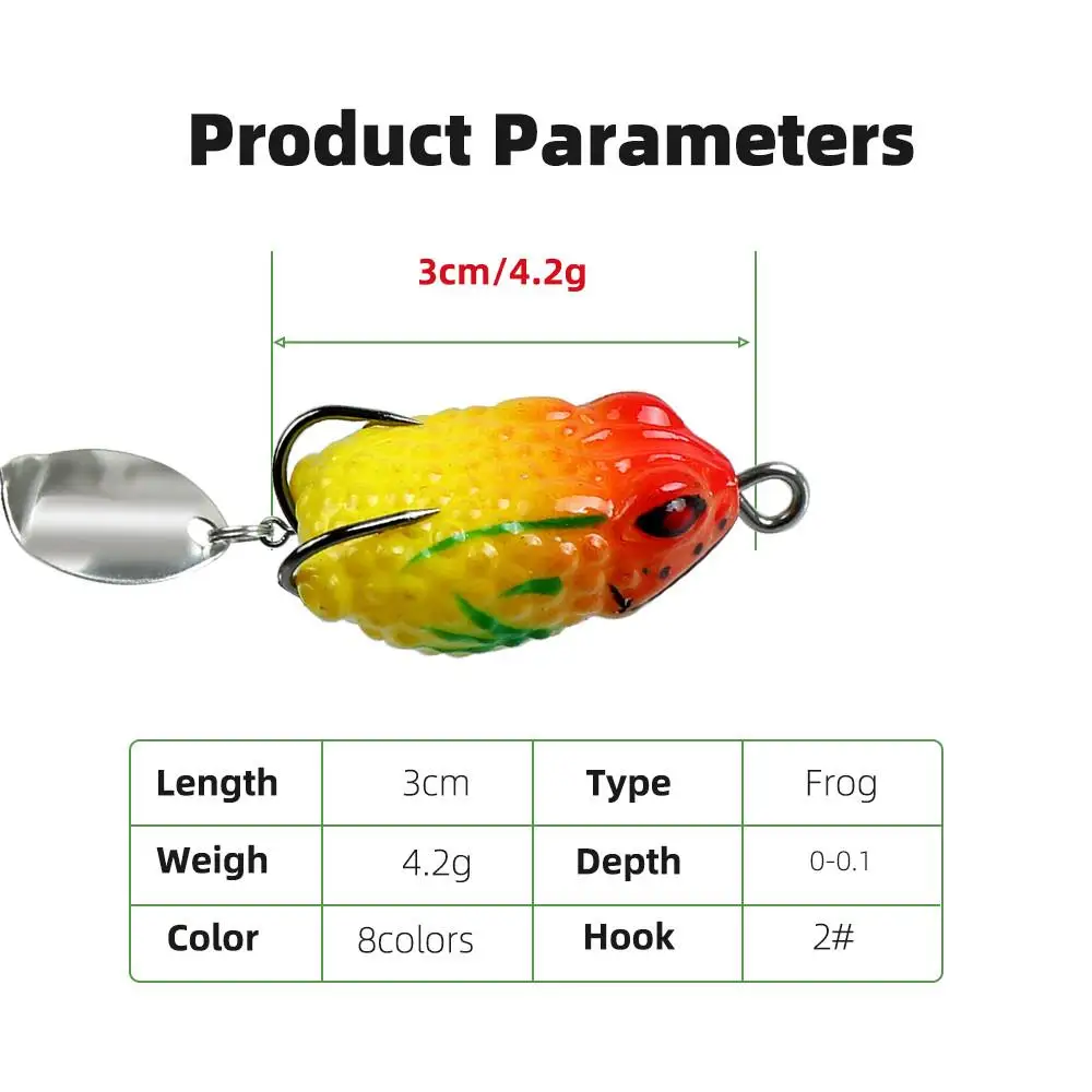 5 uds Boxxed rana suave 3cm/4,2g señuelo de pesca Mini señuelo suave doble gancho mejorado agua superior - imagen 2