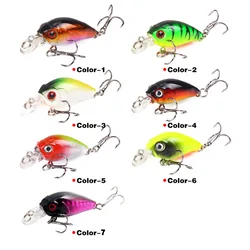 7 Uds 7 colores 4,5 cm/3,8g cebo con manivela Minnow juego de señuelos de pesca cebo Artificial flotante cebo de pesca Topwater aparejos de pesca