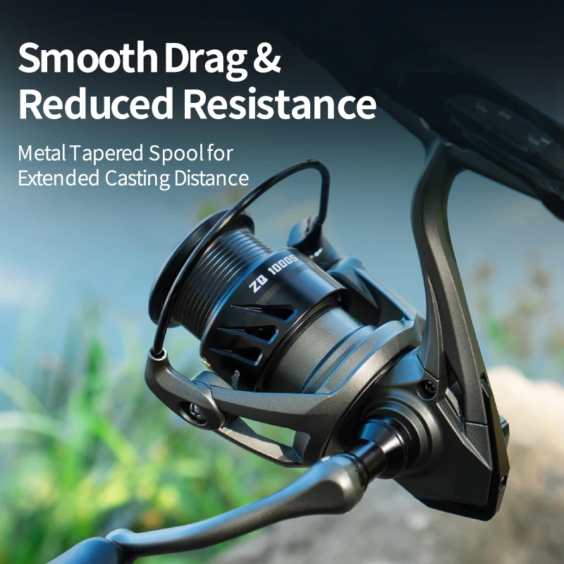 Huidiao carrete de pesca giratorio ligero sin respaldo 5 + 1BB fundición suave relación de engranaje 5,2: 1 con mango atornillado de Metal CNC - imagen 4