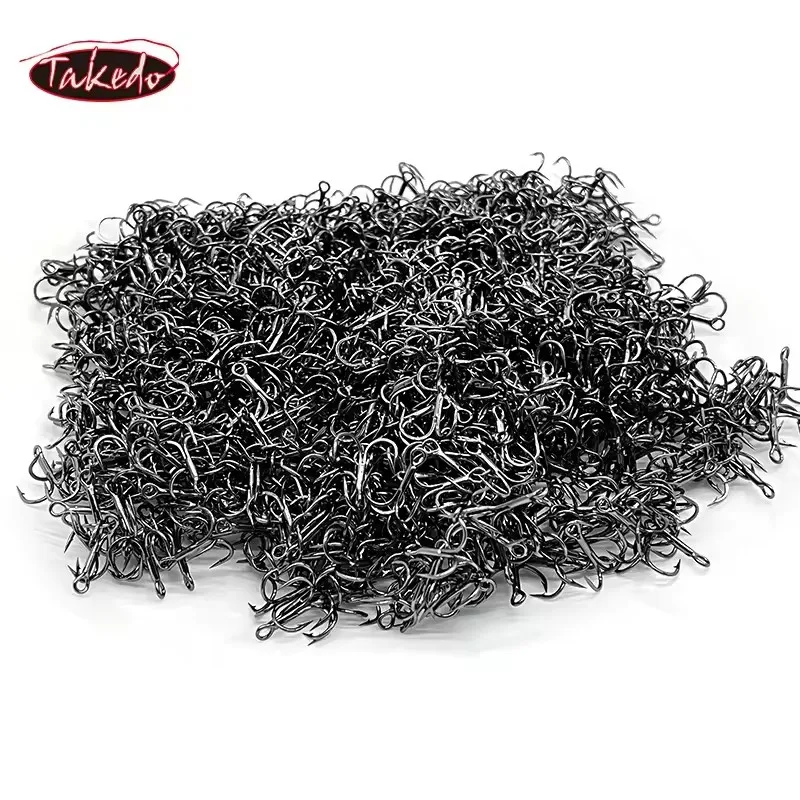 TAKEDO 6062-1X-NP Anzuelo triple Anzuelo de pesca triple de níquel negro 1 #   - 12 #   Anzuelo de punta redonda para pesca en agua dulce y salada - imagen 3
