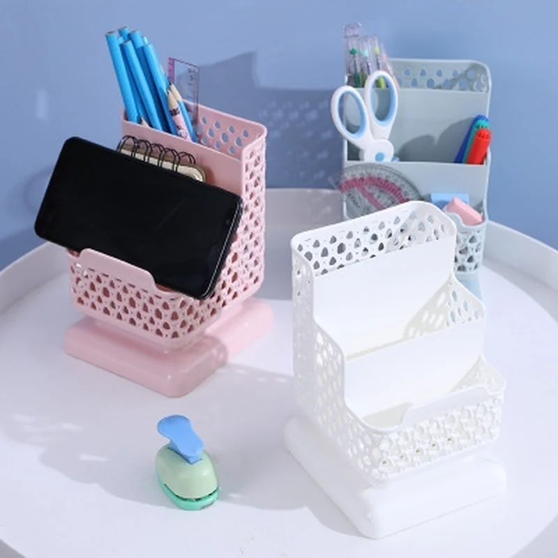 Organizador de maquillaje de papelería escolar, caja de almacenamiento de escritorio, contenedor para cosméticos, joyería, papelería, organizador de plástico - imagen 3