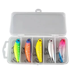 5 unids/set 5,5 cm Micro cebo para caminar Kit de Señuelos de Pesca agua salada/agua dulce columpio de agua poco profunda juego de cebo duro para trucha lubina