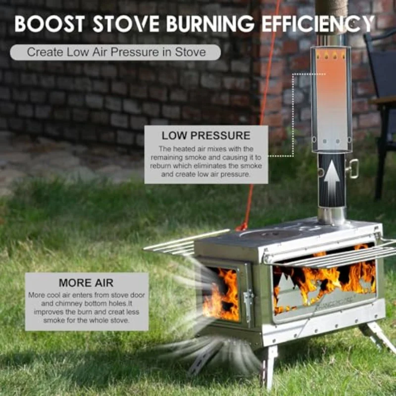 CHANGE MOORE estufa de camping con tubo chimenea estándar accesorios
