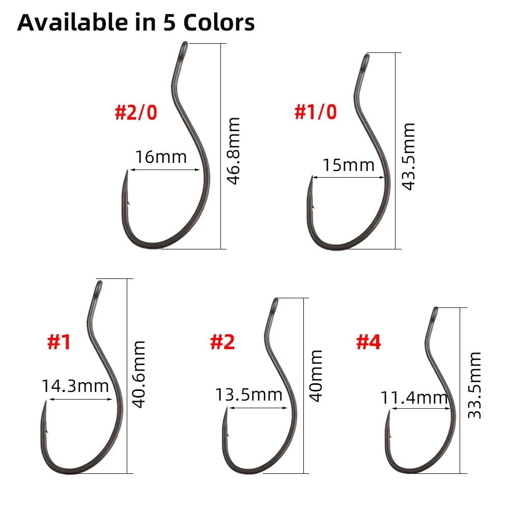 Wifreo 10 piezas # 4- # 2/0 2X fuerte 1X gancho de atado de moscas de vástago largo C84BAP gancho de mosca de camarón curvado hacia atrás para camarones suave gusano Streamer mosca - imagen 3