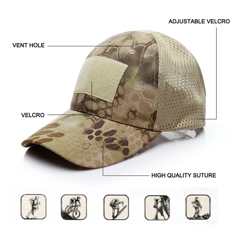Gorra de béisbol de camuflaje para exteriores, gorra de combate Arisoft, gorra de camionero Unisex de alta calidad, gorra deportiva para acampar, cazar y pescar A5E21 - imagen 3