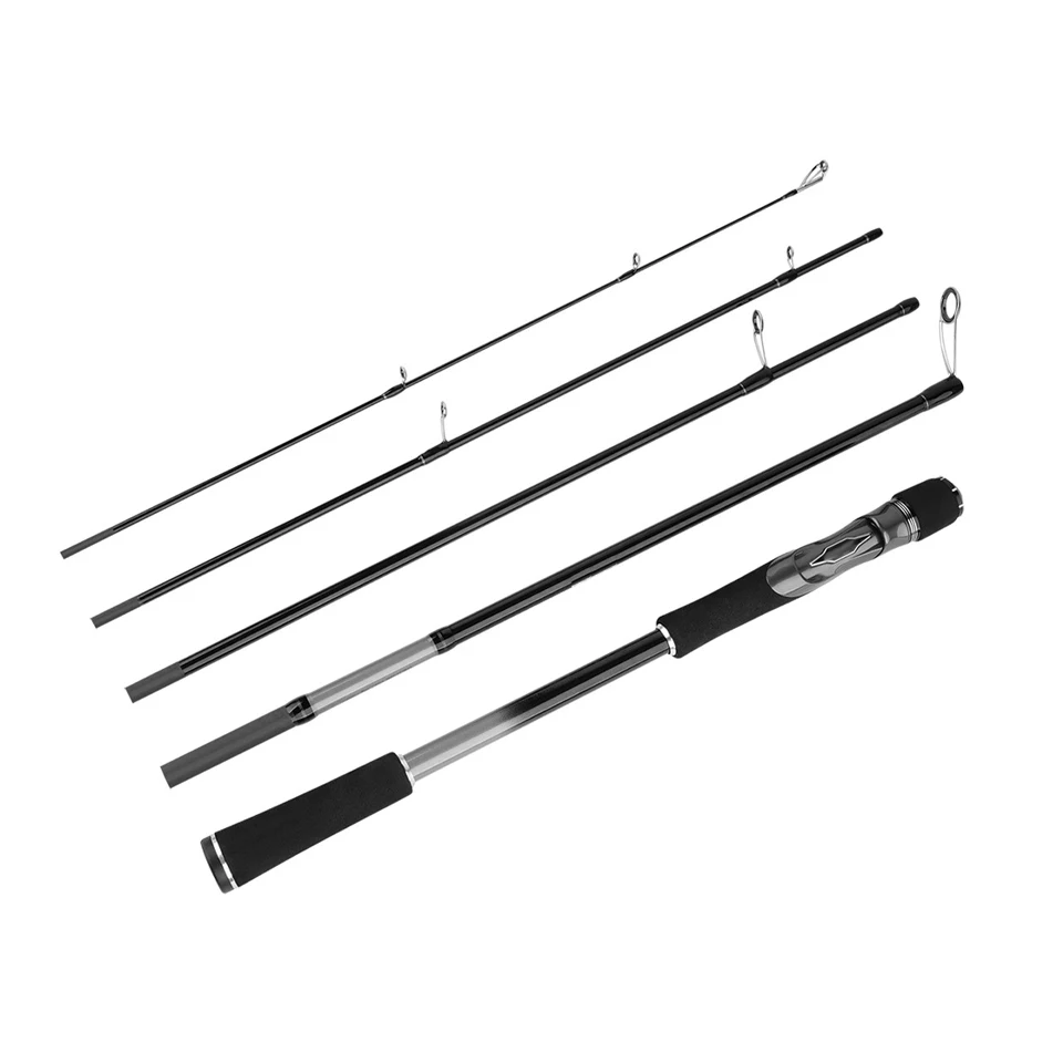 Caña de señuelo de cinco secciones: fabricada en fibra de carbono, con punta sensible para una fundición precisa, guías duraderas y un agarre cómodo. - imagen 2