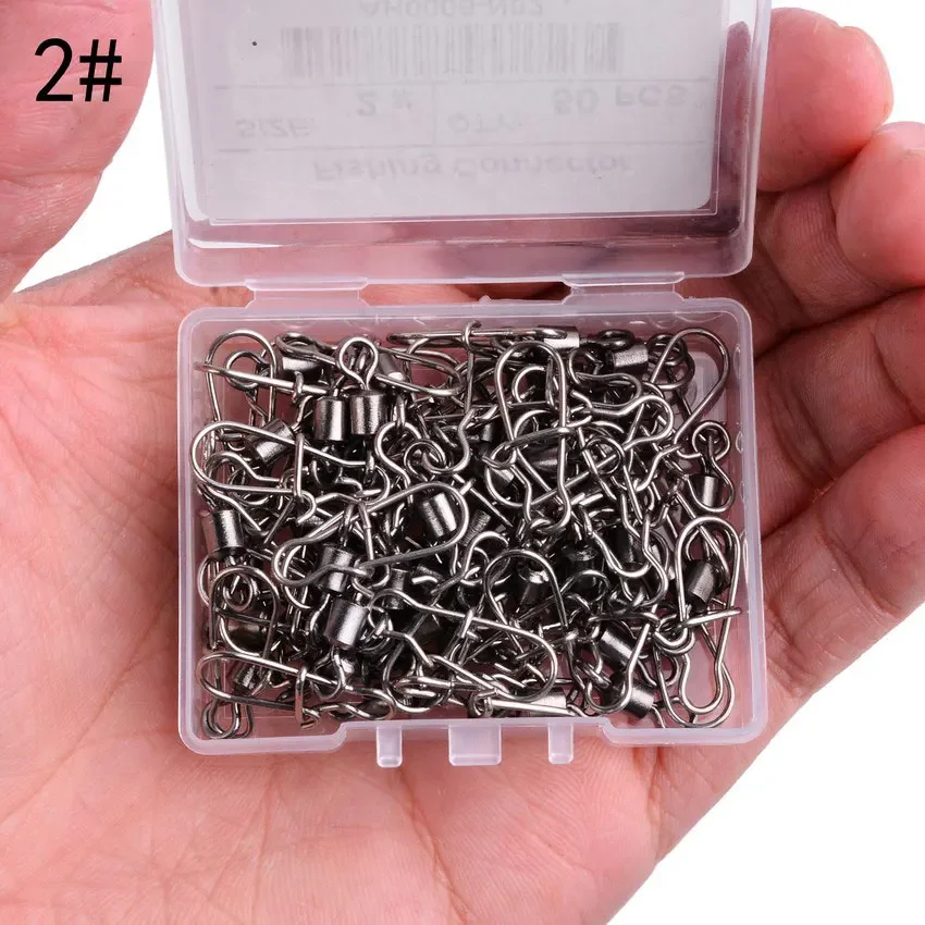 Pin conector de pesca de acero inoxidable, rodamiento giratorio, accesorios de aparejos de pesca, 50 unids/lote por caja, 14 #-2/0 # - imagen 5