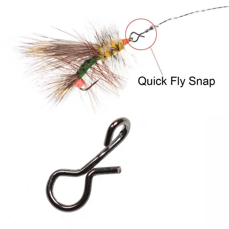 MNFT 50 Uds. Broche de pesca con mosca de Color negro cambio rápido para anzuelos y señuelos accesorios de pesca de acero rico en carbono - imagen 2