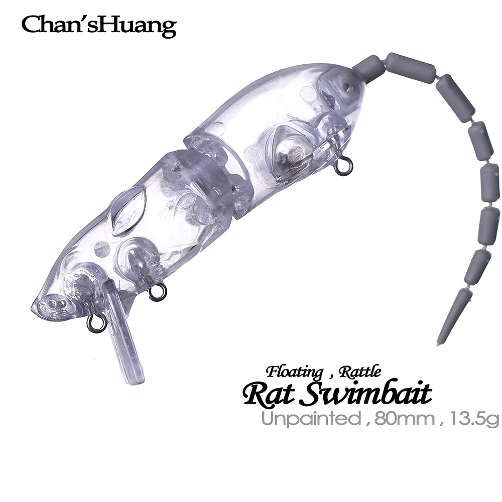 Chan'sHuang-Cebo en blanco sin pintar, 10 piezas, 8cm, 13,5g, ratón flotante, Swimbait, señuelo de pesca Artificial hecho a mano
