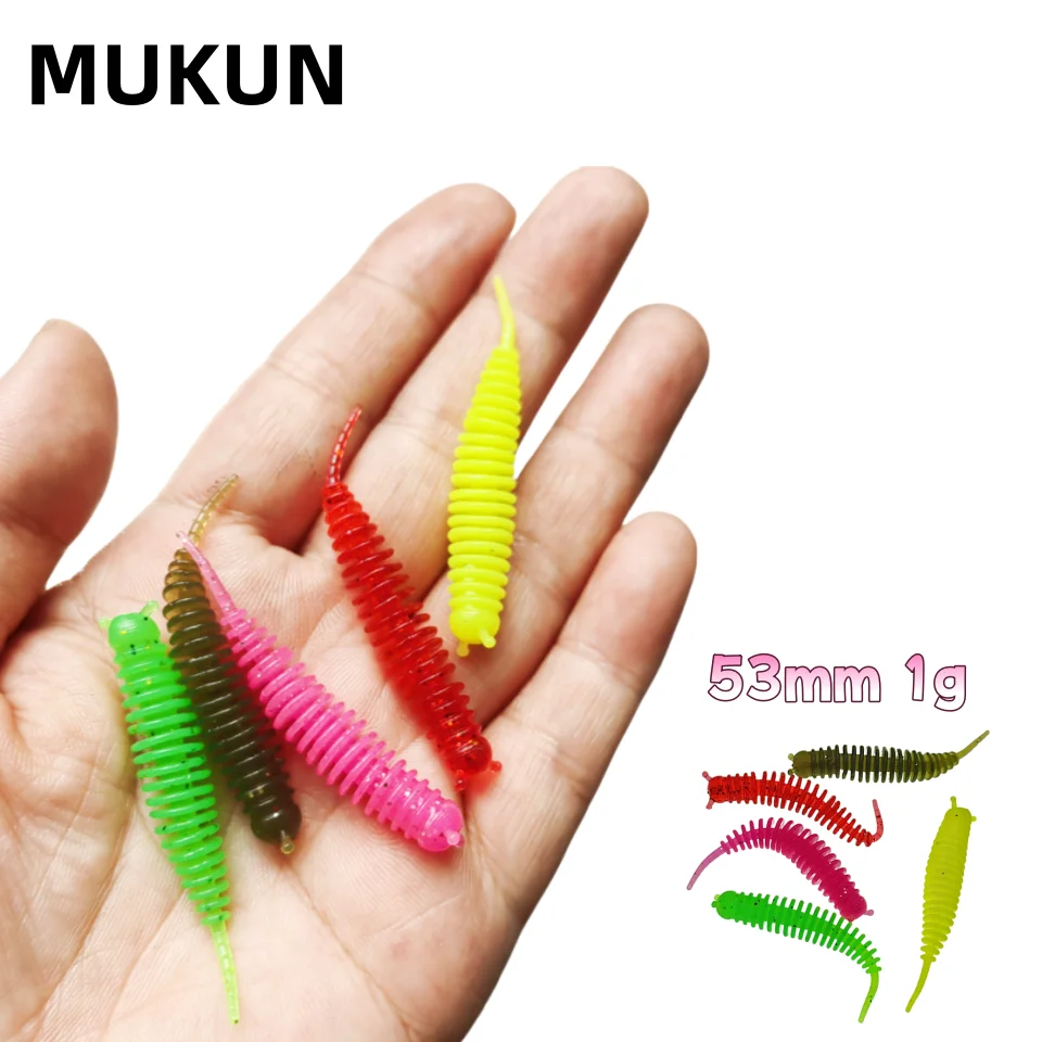 10 Uds 1g 53mm señuelo de Pesca Mini gusano suave camarón Jerkbait pez océano roca señuelo lubina suave olor a pescado Swimbait cebo suave Pesca