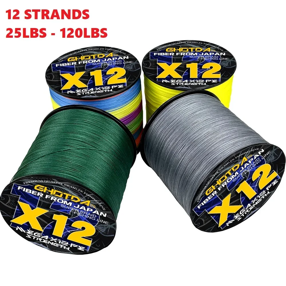 GHOTDA-líneas de pesca trenzadas de 12 hebras, alambre de PE japonés multifilamento para pesca con mosca en el mar, 25-200 libras, 500M, 300M - imagen 2