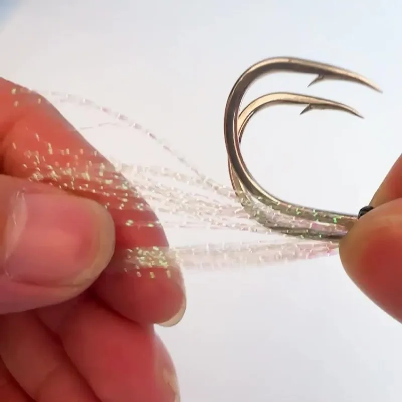 Anzuelo de púas luminoso con borla, anzuelo doble con línea para agua salada y dulce, accesorios de pesca con mosca, 5 uds. - imagen 4