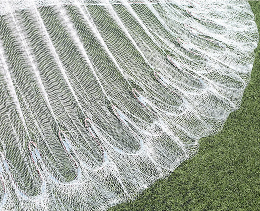 Lawaia-Red de fundición tradicional, hilo de nailon blanco, colgante de acero de hierro, peso, redes de pesca para lanzar a mano, Red de aterrizaje, captura de peces - imagen 4