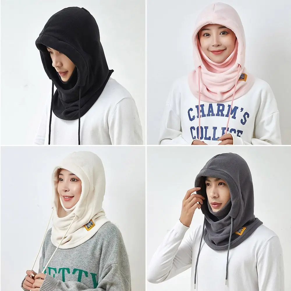 Gorros de felpa informales, gorro grueso con calentador de cuello, gorro con protección para los oídos, a prueba de viento, para mantener el calor, conjunto de bufanda para exteriores - imagen 2