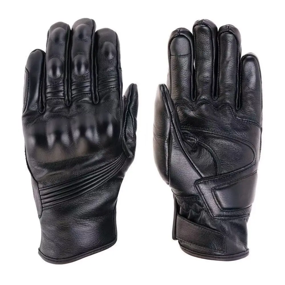 Nuevos guantes de cuero Vintage resistentes al desgaste guantes de motocicleta para hombres con pantalla táctil guantes de ciclismo negros antideslizantes Motobiker - imagen 4