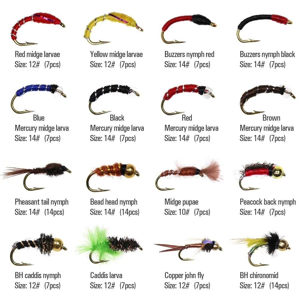 Wifreo-Kit de moscas ultrafinas para pesca de trucha, caja de bolsillo para pescar con mosca, 133 unidades - imagen 2