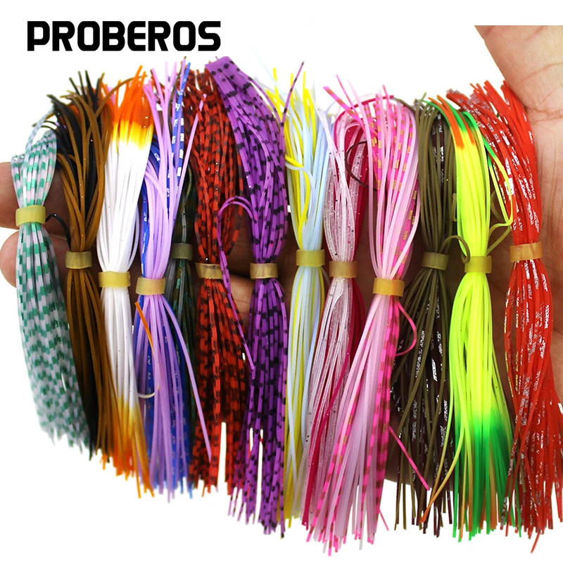 PRO BEROS 5 mechones de faldas de silicona de 13CM para Spinnerbait Buzzbait, señuelos de goma, faldas de calamar, Material de atado de moscas, colores mezclados