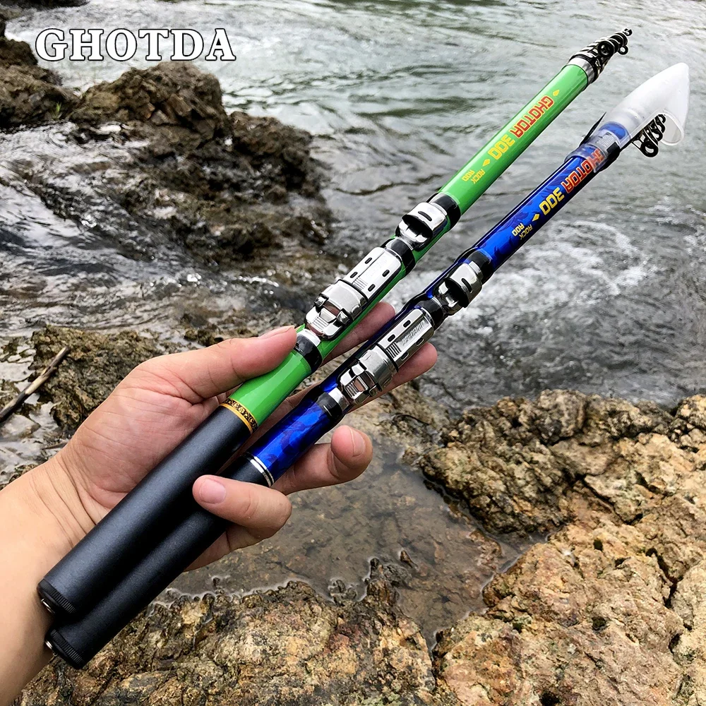 GHOTDA-caña de pescar giratoria telescópica de fibra de carbono dura, 3,0/2,7/2,4/2,1/1,8 M, aparejos de pesca - imagen 3