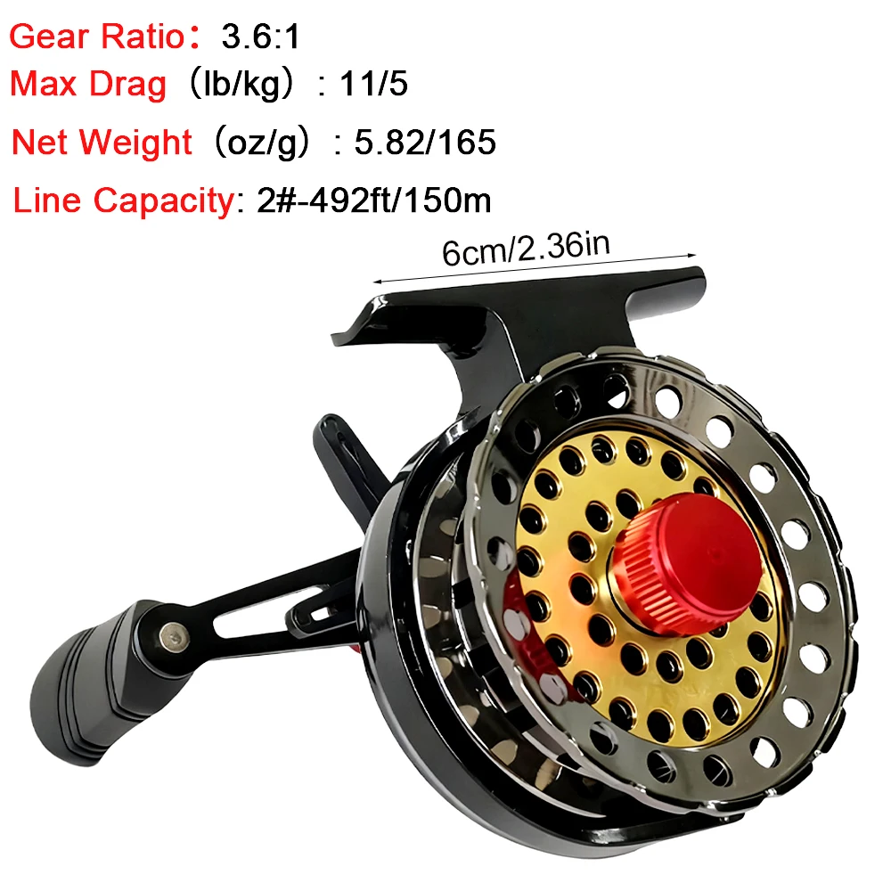 Carrete de pesca en hielo GHOTDA, arrastre suave de invierno, 5kg, lanzamiento de mosca/puente/barco/marco, carretes de pesca artesanales, relación de engranaje 3,6: 1 mango izquierdo/derecho - imagen 3