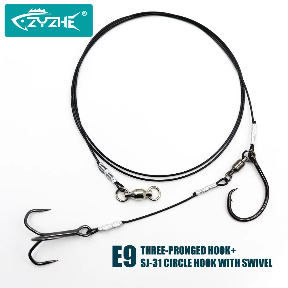 ZYZHE Stinger Doble Anzuelo Circular y Triple – Acero 49 hilos Marina